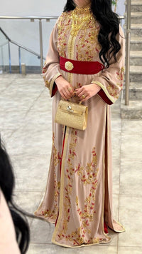 Luxury Hand-Embroidered Moroccan Bridal Kaftan Takchita | Custom Made Caftan Gown