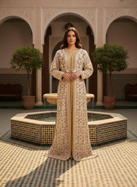 Luxury Moroccan Bridal Kaftan Takchita | Hand Embroidered Wedding Dress, Custom Made Caftan