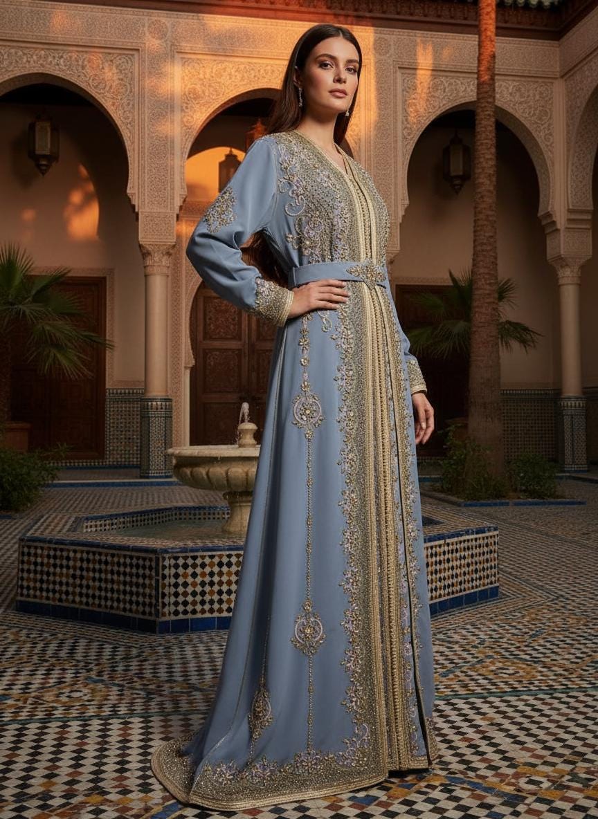 Luxury Moroccan Bridal Kaftan Takchita | Hand Embroidered Wedding Dress (Custom Made)