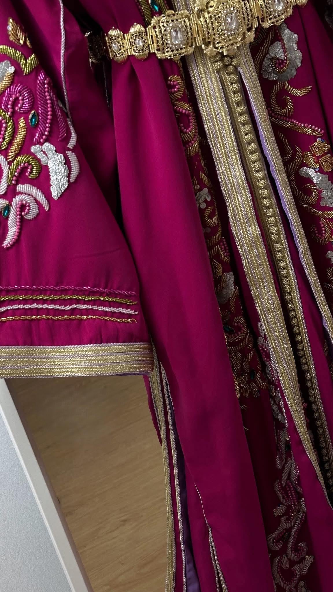 Luxury Hand-Embroidered Moroccan Bridal Kaftan Takchita | Custom Arabic Wedding Dress