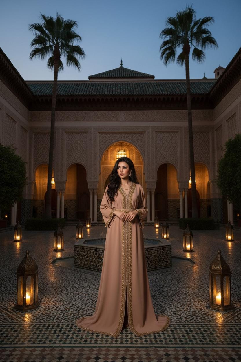 Luxury Moroccan Bridal Kaftan Takchita | Hand-Embroidered Wedding Dress (Custom Made)
