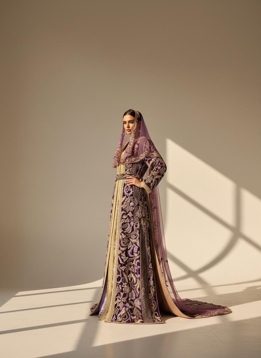 Luxury Moroccan Bridal Kaftan Takchita | Hand Embroidered Wedding Dress (Custom Made)