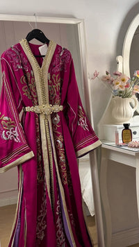 Luxury Hand-Embroidered Moroccan Bridal Kaftan Takchita | Custom Arabic Wedding Dress