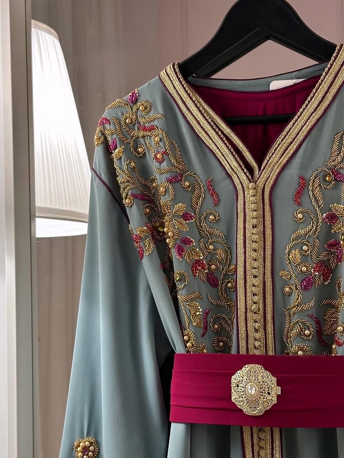Luxury Moroccan Bridal Kaftan Takchita | Hand Embroidered Wedding Dress (Custom Made)