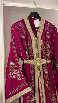 Luxury Hand-Embroidered Moroccan Bridal Kaftan Takchita | Custom Arabic Wedding Dress