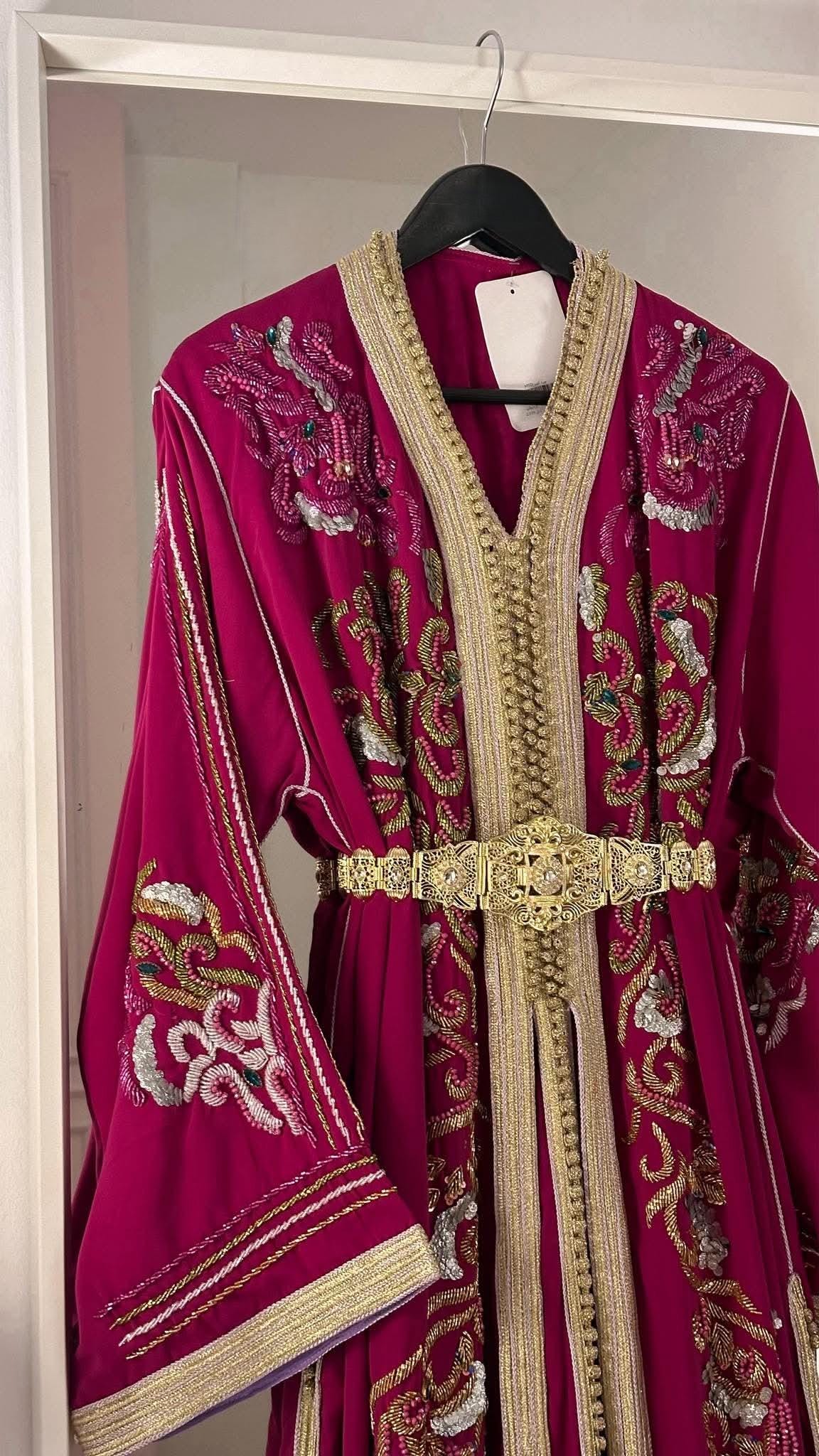 Luxury Hand-Embroidered Moroccan Bridal Kaftan Takchita | Custom Arabic Wedding Dress