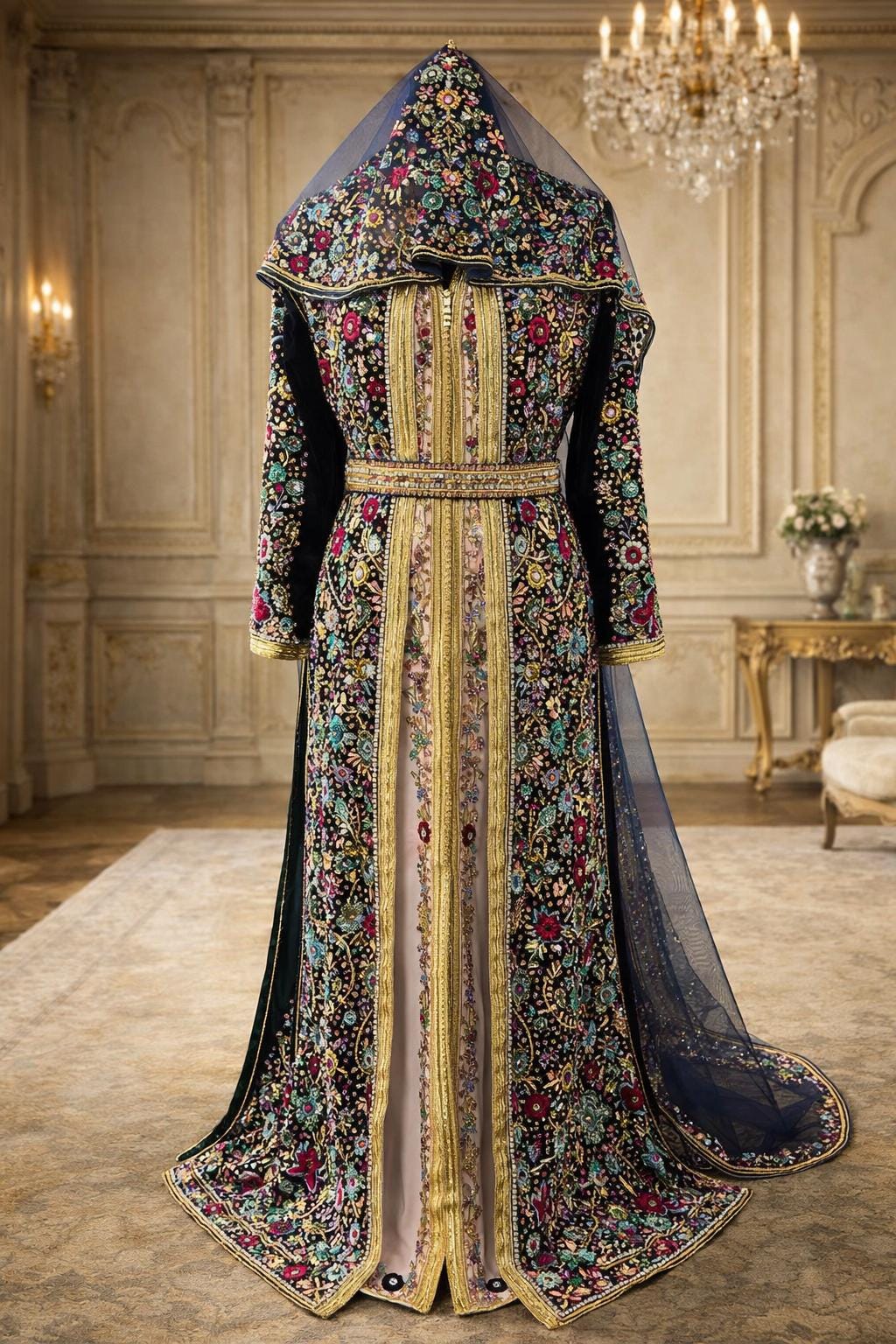 Luxury Moroccan Bridal Kaftan Takchita | Hand Embroidered Wedding Dress (Custom Made)