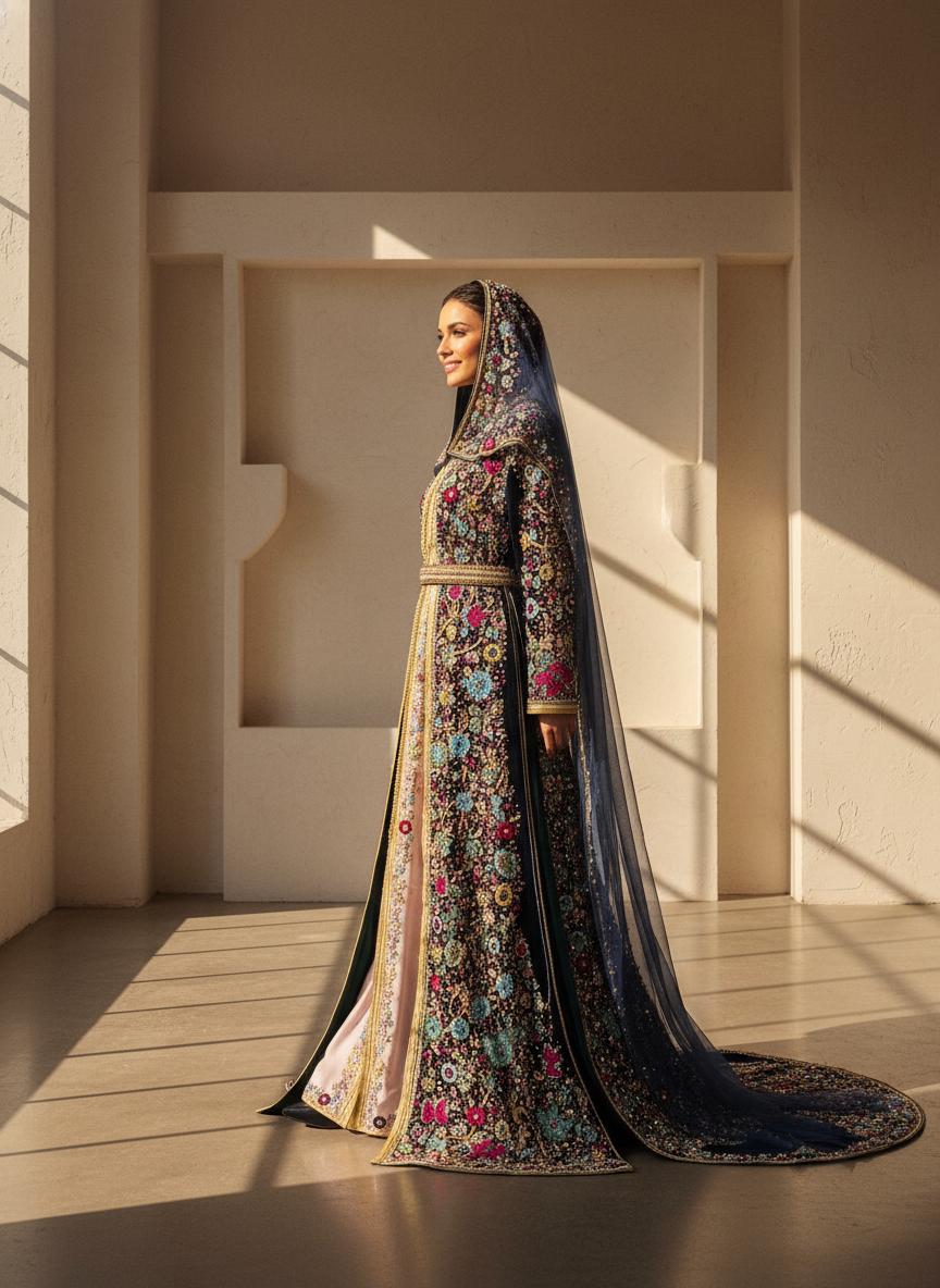 Luxury Moroccan Bridal Kaftan Takchita | Hand Embroidered Wedding Dress (Custom Made)