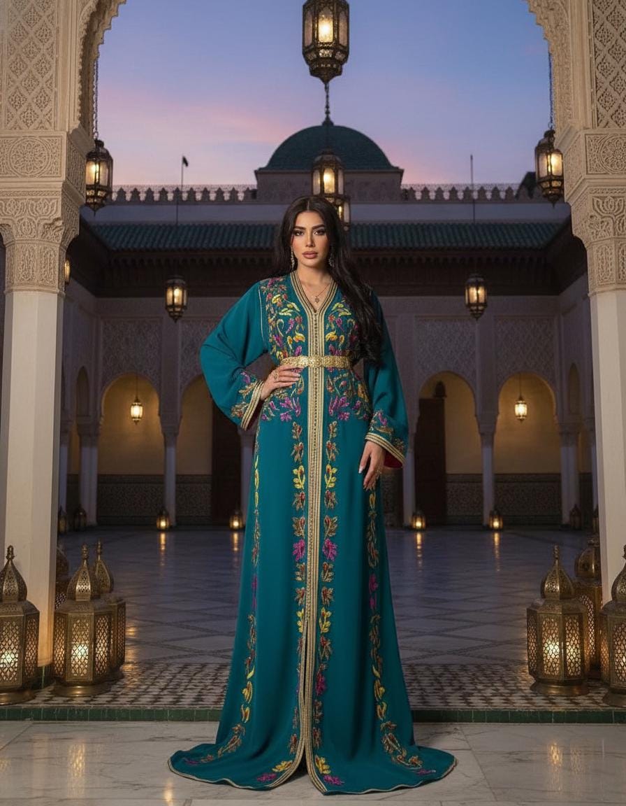 Luxury Moroccan Bridal Kaftan Takchita | Hand Embroidered Wedding Dress (Custom Made)