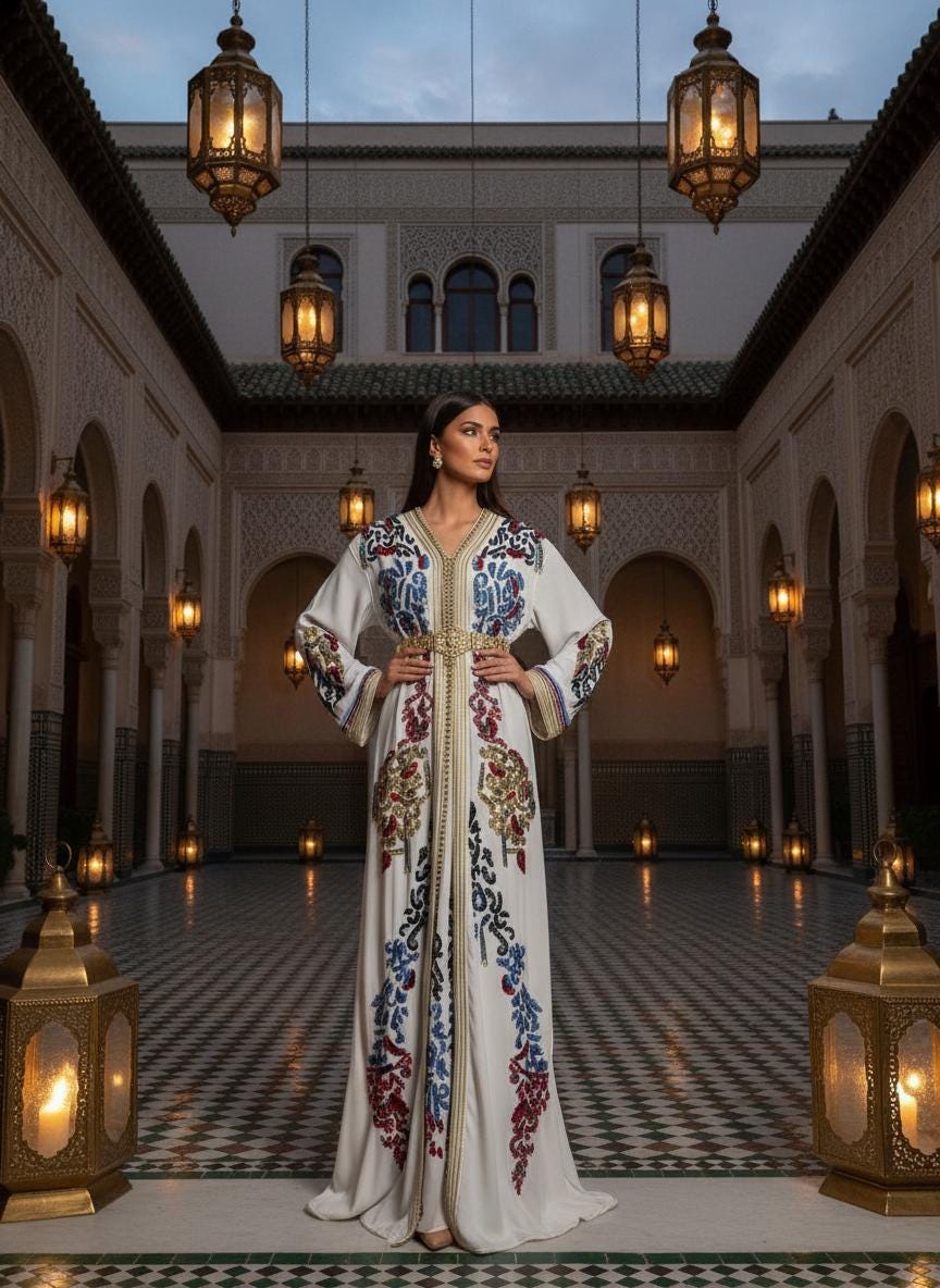 Luxury Moroccan Bridal Kaftan Takchita | Hand-Embroidered Wedding Dress, Custom Made Caftan