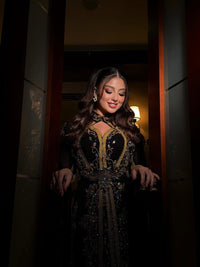 Black Moroccan Kaftan Dress | Gold Embroidered Arabic Caftan | Custom Bridal Gown