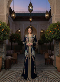 Luxury Hand-Embroidered Moroccan Bridal Kaftan Takchita | Custom Made Wedding Dress