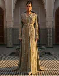 Luxury Moroccan Bridal Kaftan Takchita | Hand Embroidered Wedding Dress, Custom Made Caftan