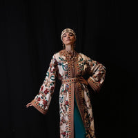 Embroidered Moroccan Bridal Kaftan, Luxury Floral Caftan Dress, Custom Made Bride Outfit