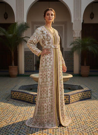 Luxury Moroccan Bridal Kaftan Takchita | Hand Embroidered Wedding Dress, Custom Made Caftan