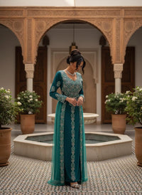 Handmade Moroccan Kaftan Dress, Gold Embroidery Bridal Takchita, Custom Wedding Caftan