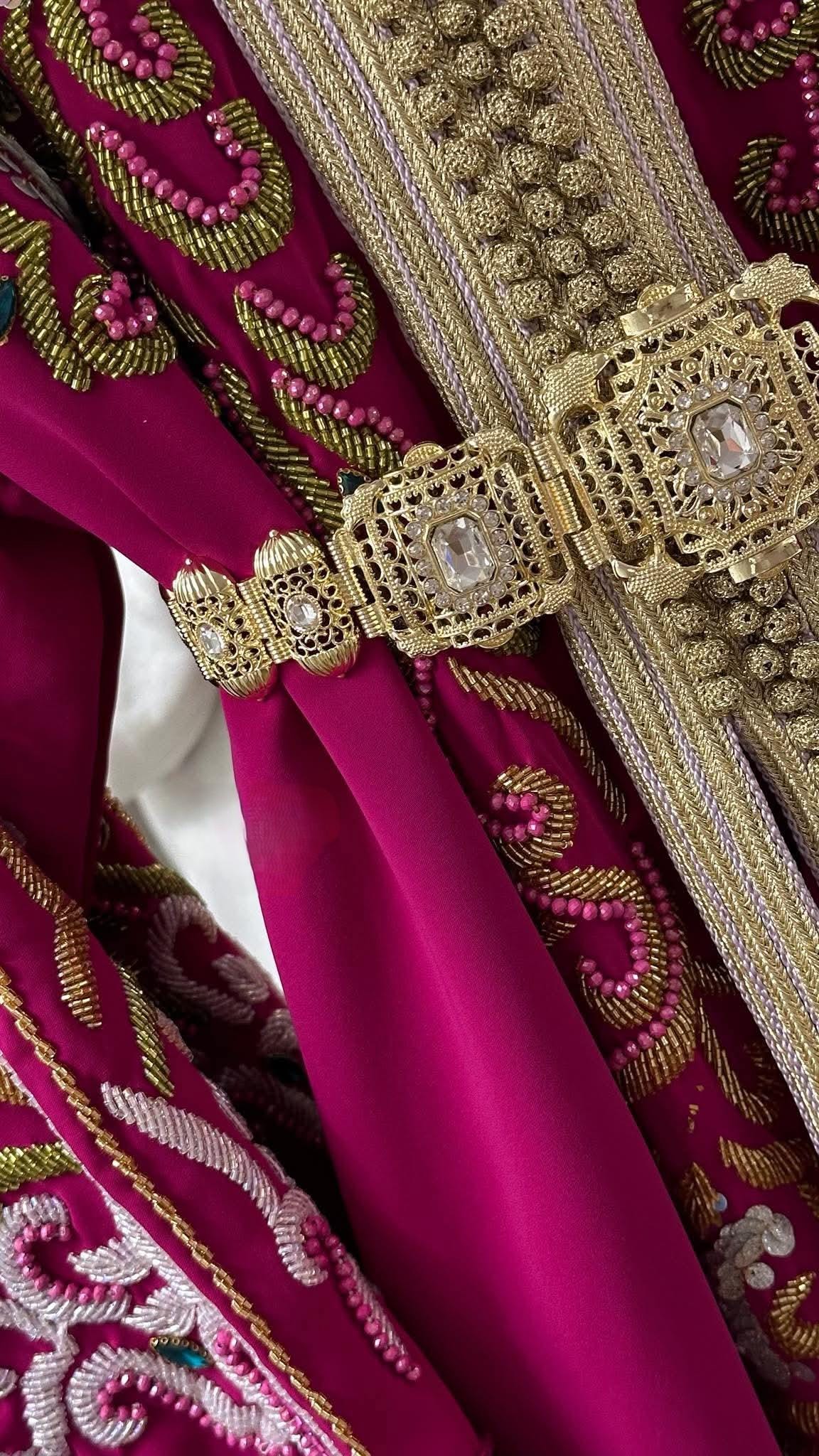 Luxury Hand-Embroidered Moroccan Bridal Kaftan Takchita | Custom Arabic Wedding Dress