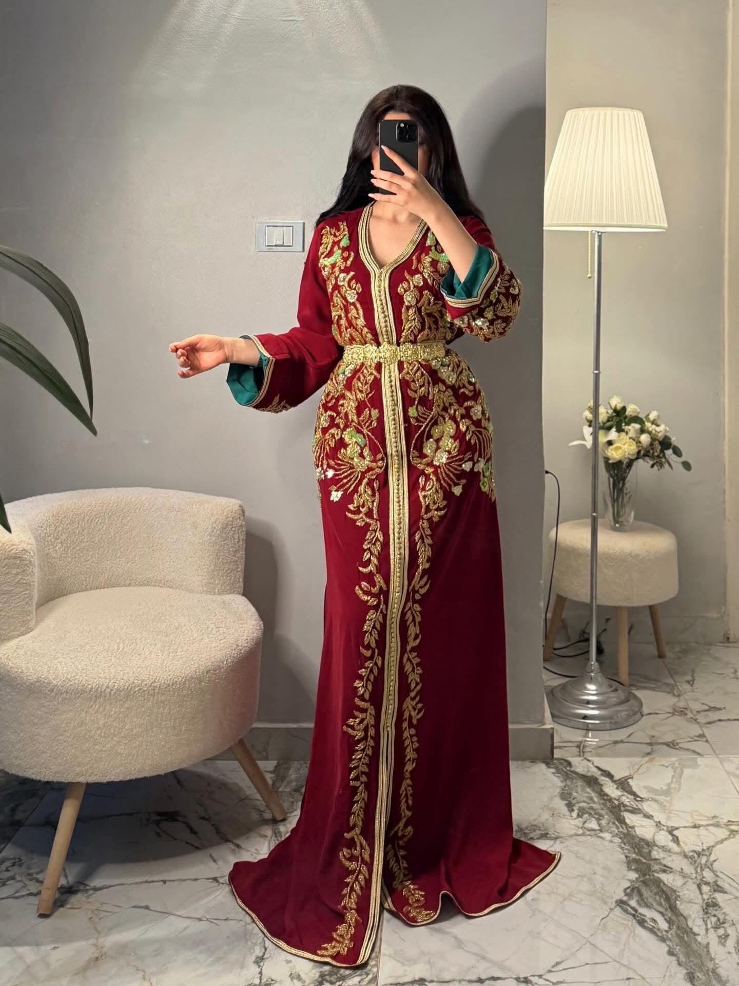 Luxury Moroccan Bridal Kaftan Takchita | Hand Embroidered Wedding Dress, Custom Made Caftan