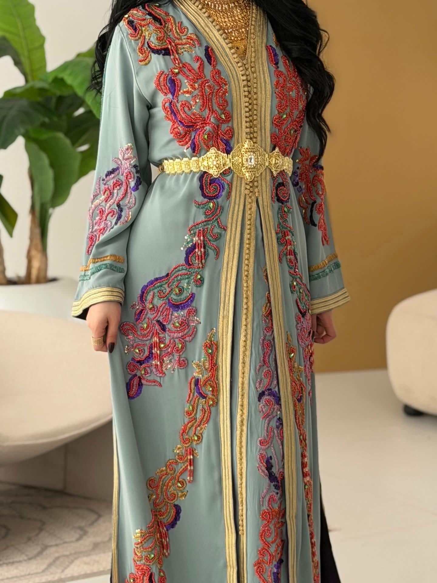 Luxury Moroccan Bridal Kaftan Takchita | Hand Embroidered Wedding Dress, Custom Made Caftan