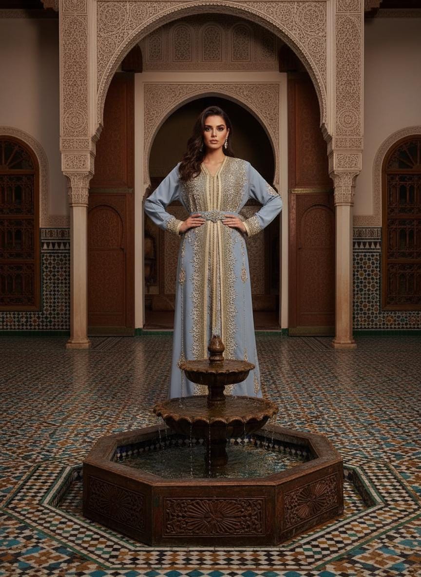 Luxury Moroccan Bridal Kaftan Takchita | Hand Embroidered Wedding Dress (Custom Made)