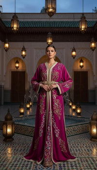 Luxury Hand-Embroidered Moroccan Bridal Kaftan Takchita | Custom Arabic Wedding Dress