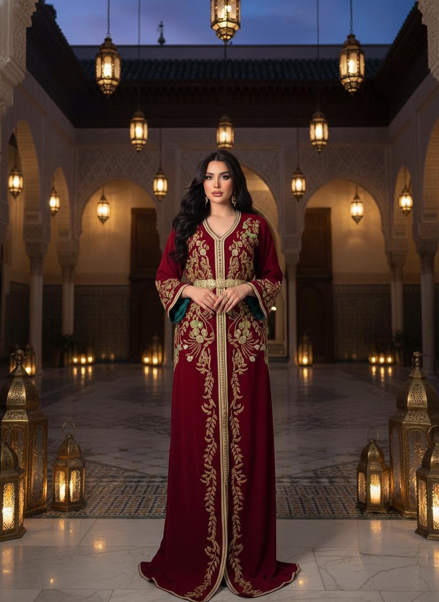 Luxury Moroccan Bridal Kaftan Takchita | Hand Embroidered Wedding Dress, Custom Made Caftan