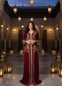 Luxury Moroccan Bridal Kaftan Takchita | Hand Embroidered Wedding Dress, Custom Made Caftan