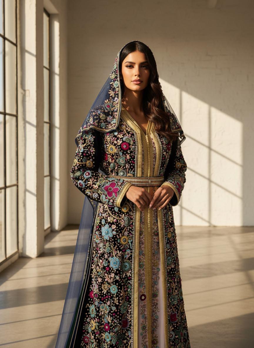 Luxury Moroccan Bridal Kaftan Takchita | Hand Embroidered Wedding Dress (Custom Made)