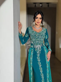 Handmade Moroccan Kaftan Dress, Gold Embroidery Bridal Takchita, Custom Wedding Caftan