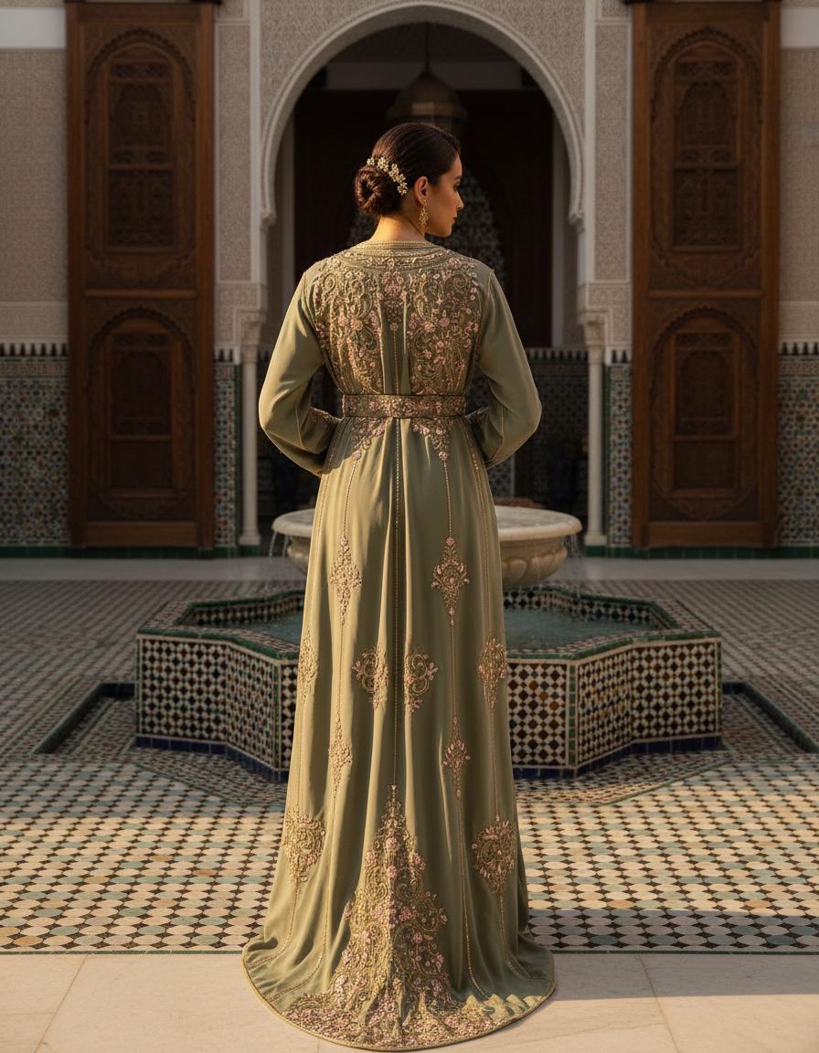 Luxury Moroccan Bridal Kaftan Takchita | Hand Embroidered Wedding Dress, Custom Made Caftan