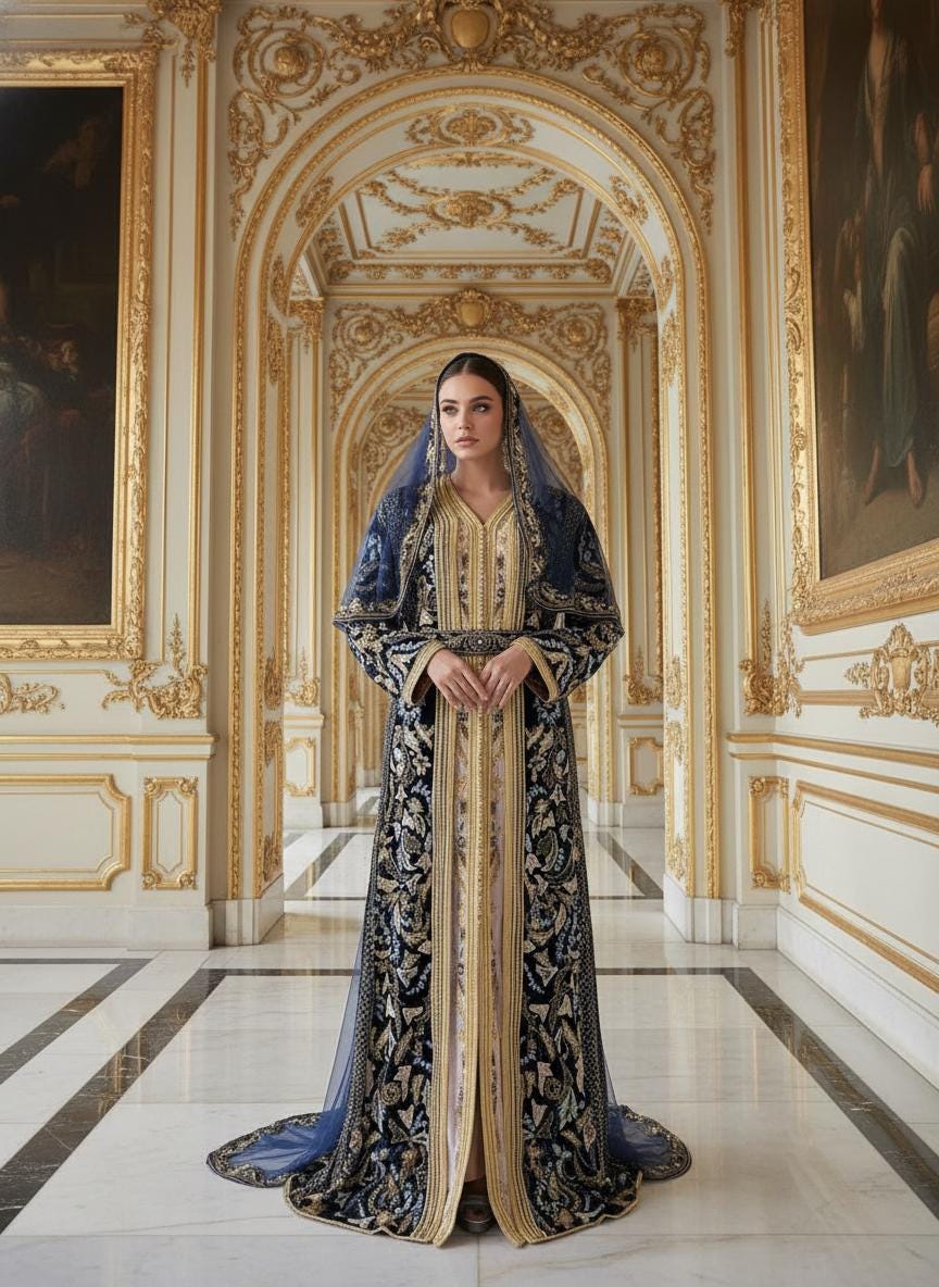 Luxury Moroccan Bridal Kaftan Takchita | Hand-Embroidered Wedding Dress, Custom Made Caftan