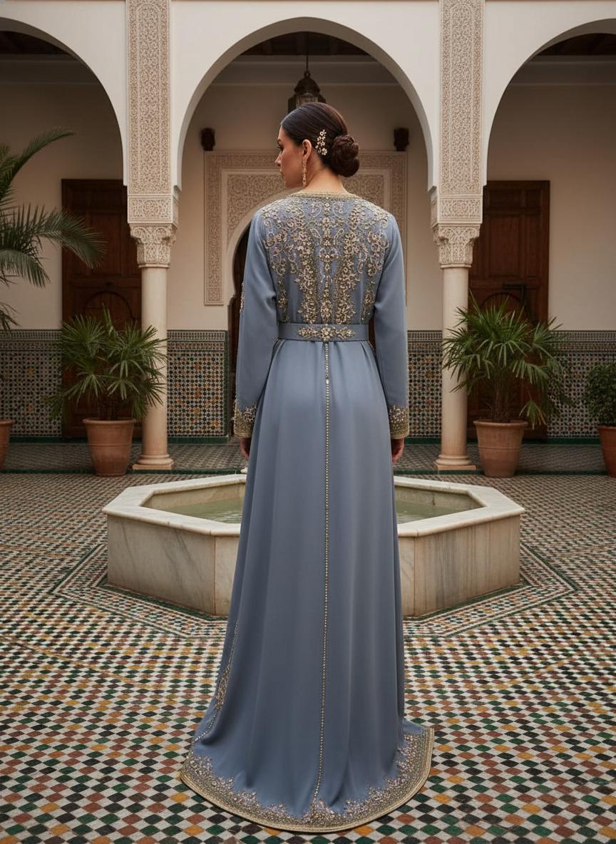 Luxury Moroccan Bridal Kaftan Takchita | Hand Embroidered Wedding Dress (Custom Made)