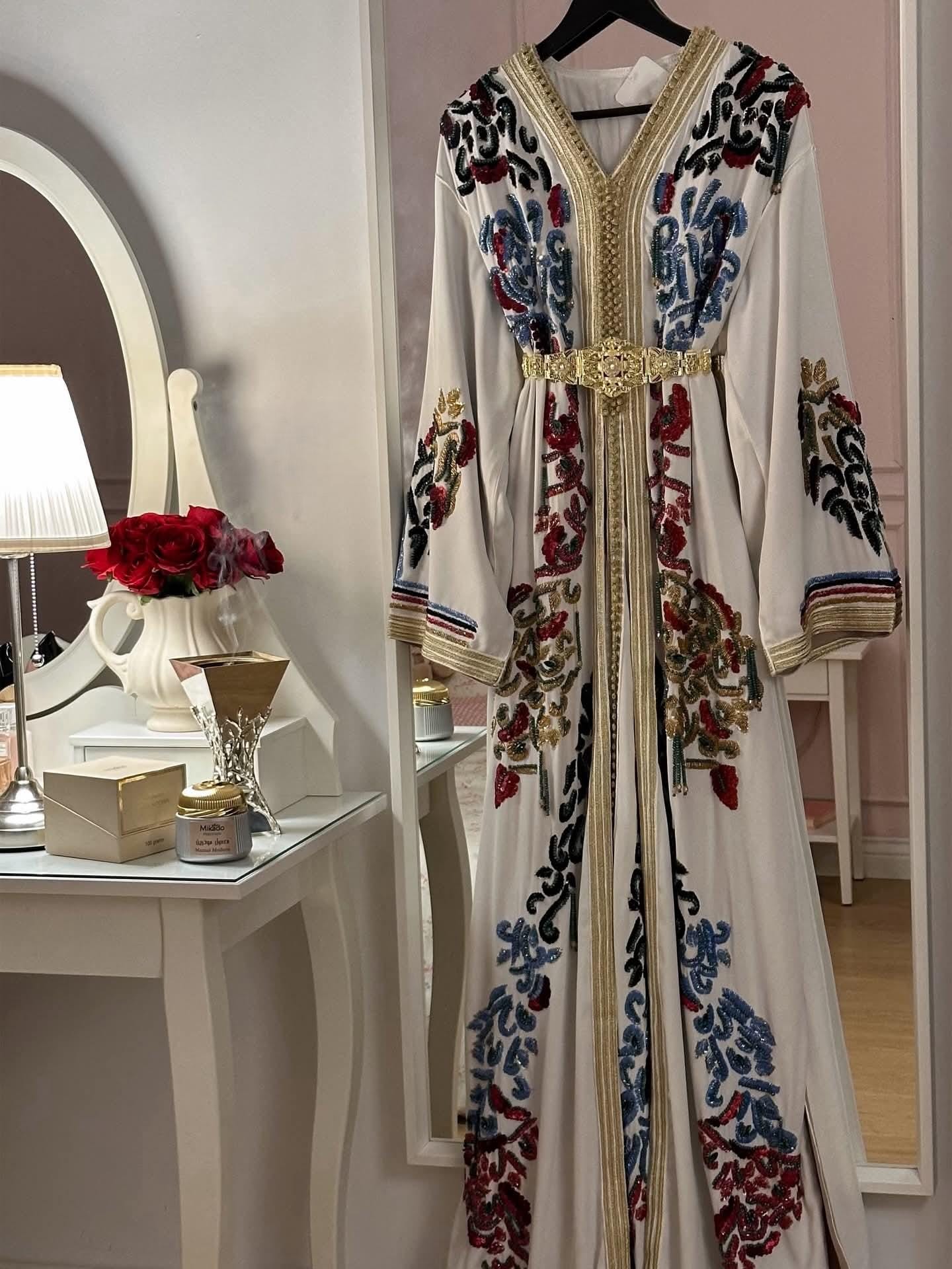 Luxury Moroccan Bridal Kaftan Takchita | Hand-Embroidered Wedding Dress, Custom Made Caftan