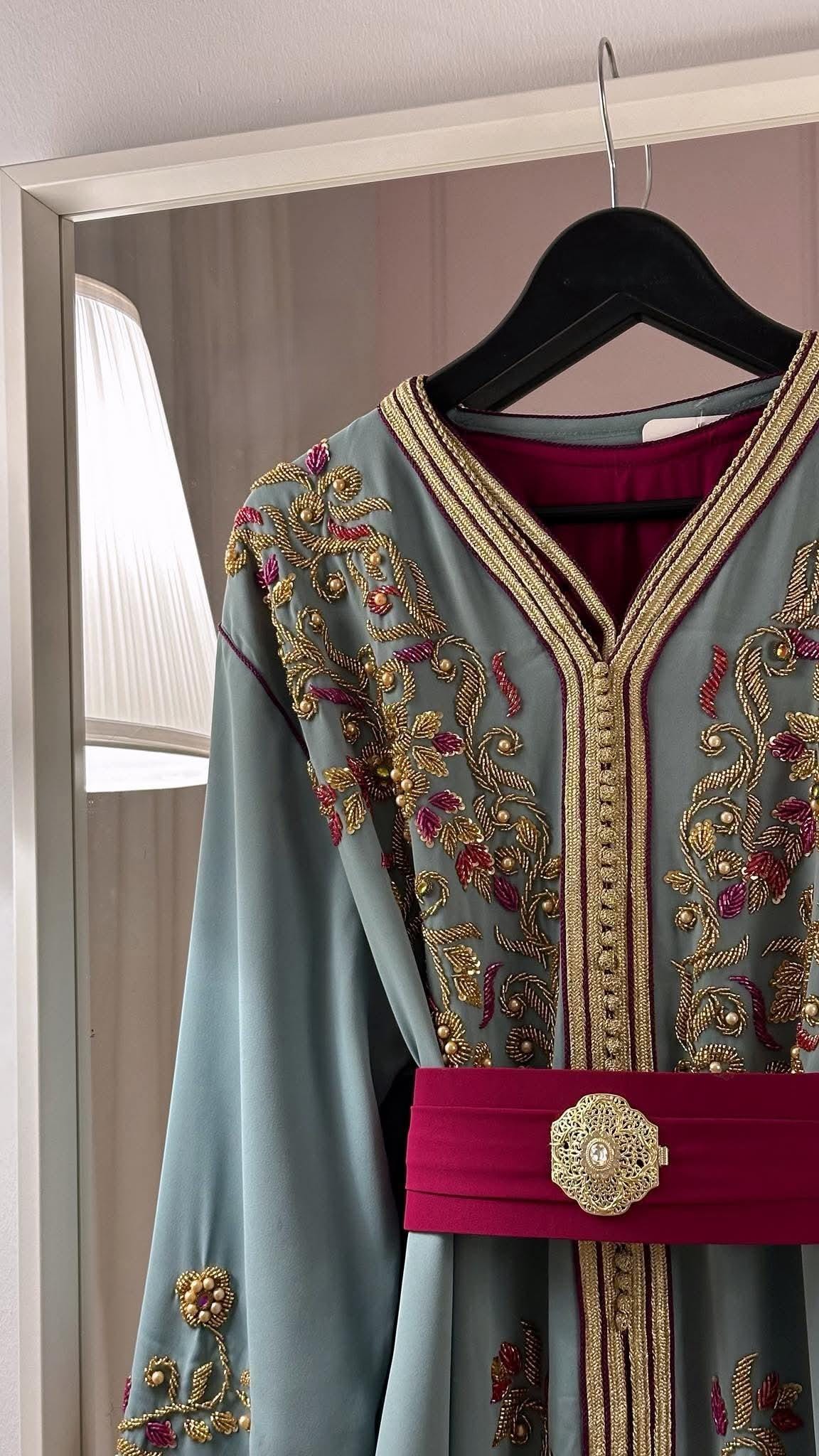 Luxury Moroccan Bridal Kaftan Takchita | Hand Embroidered Wedding Dress (Custom Made)