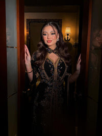 Black Moroccan Kaftan Dress | Gold Embroidered Arabic Caftan | Custom Bridal Gown