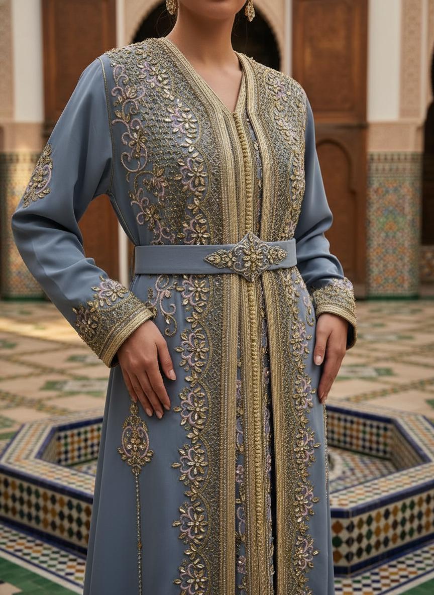 Luxury Moroccan Bridal Kaftan Takchita | Hand Embroidered Wedding Dress (Custom Made)