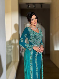 Handmade Moroccan Kaftan Dress, Gold Embroidery Bridal Takchita, Custom Wedding Caftan