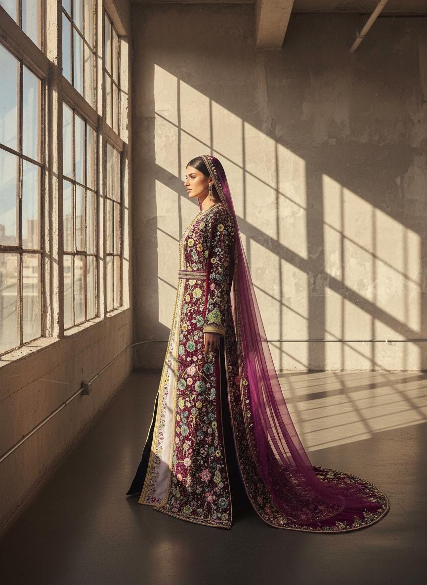 Luxury Moroccan Bridal Kaftan Takchita | Hand Embroidered Wedding Dress (Custom Made)