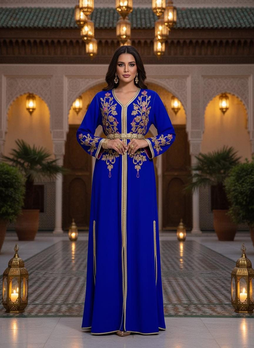 Luxury Moroccan Bridal Kaftan Takchita | Hand Embroidered Wedding Dress (Custom Made)