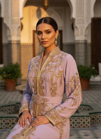 Luxury Hand-Embroidered Moroccan Bridal Kaftan Takchita | Custom Made Wedding Dress