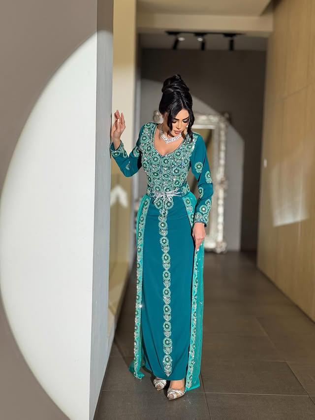 Handmade Moroccan Kaftan Dress, Gold Embroidery Bridal Takchita, Custom Wedding Caftan