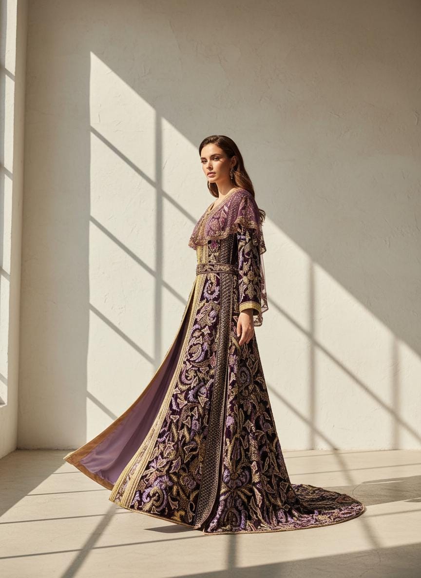 Luxury Moroccan Bridal Kaftan Takchita | Hand Embroidered Wedding Dress (Custom Made)