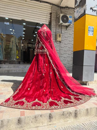 Red Velvet Moroccan Bridal Kaftan, Luxury Gold Embroidery, Royal Dubai Style Wedding Dress