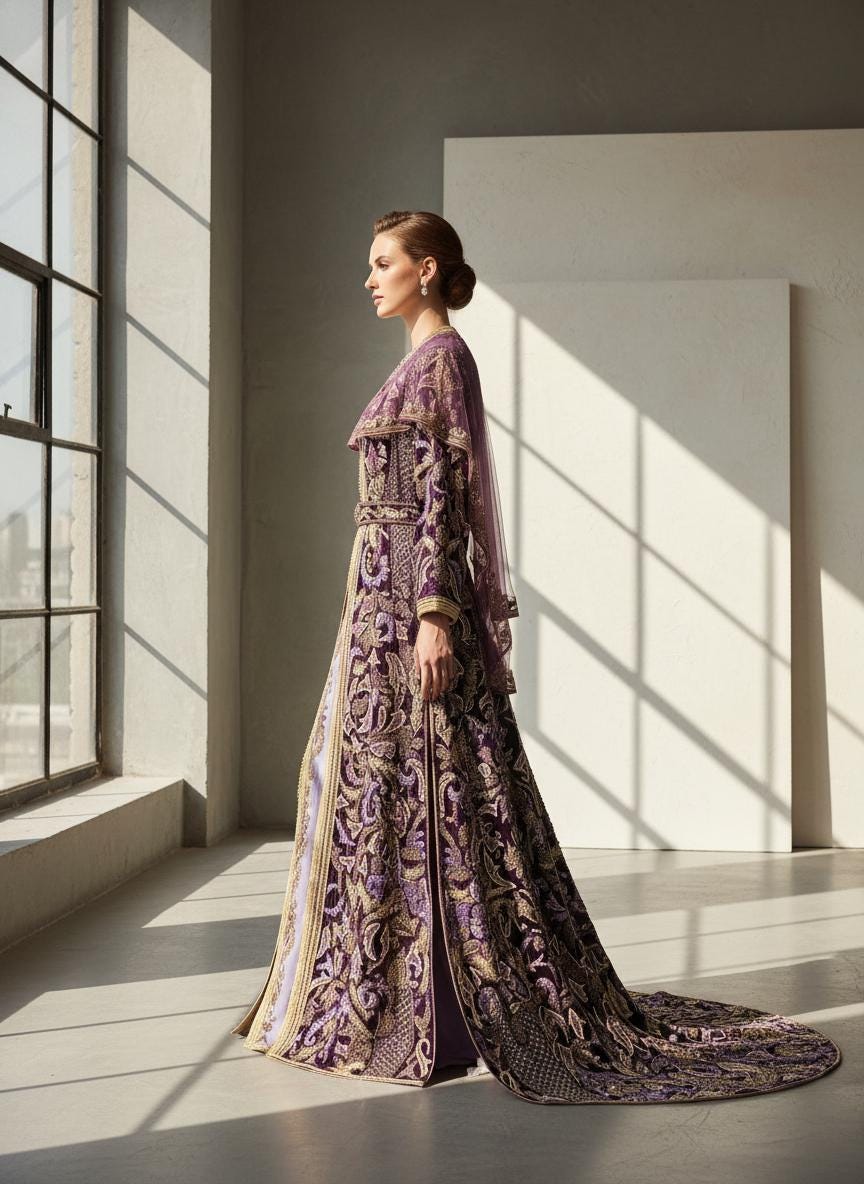 Luxury Moroccan Bridal Kaftan Takchita | Hand Embroidered Wedding Dress (Custom Made)