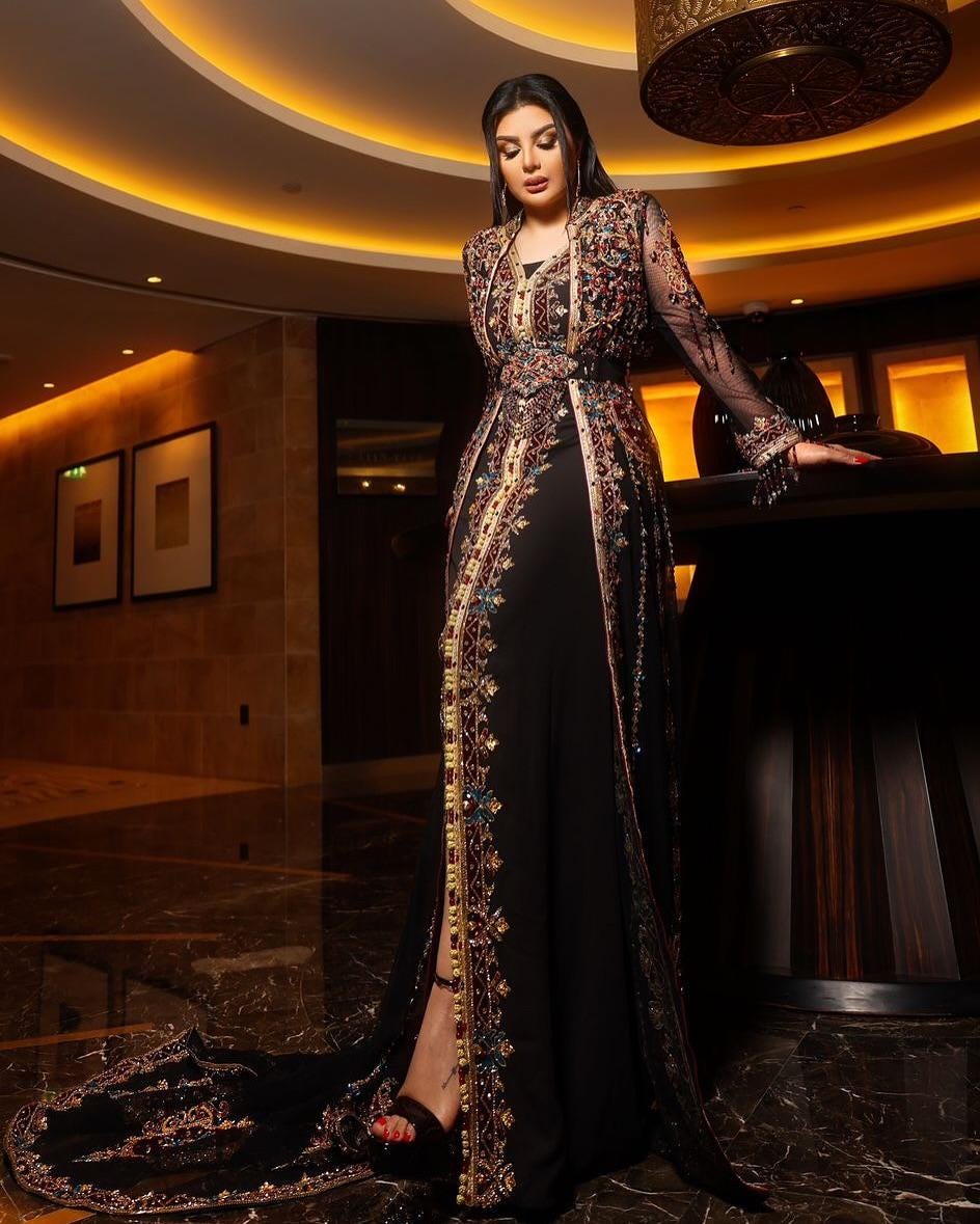 Luxury Moroccan Bridal Kaftan Takchita | Hand Embroidered Wedding Dress, Custom Made