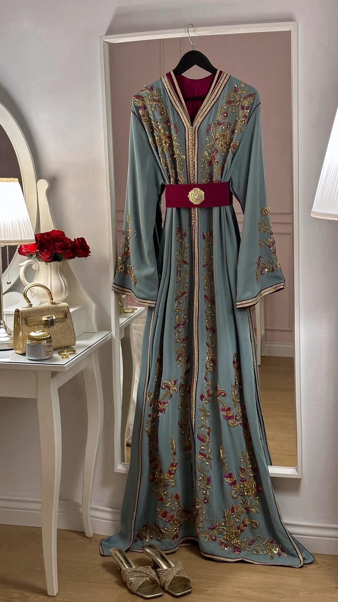 Luxury Moroccan Bridal Kaftan Takchita | Hand Embroidered Wedding Dress (Custom Made)