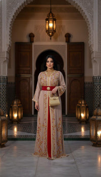 Luxury Hand-Embroidered Moroccan Bridal Kaftan Takchita | Custom Made Caftan Gown